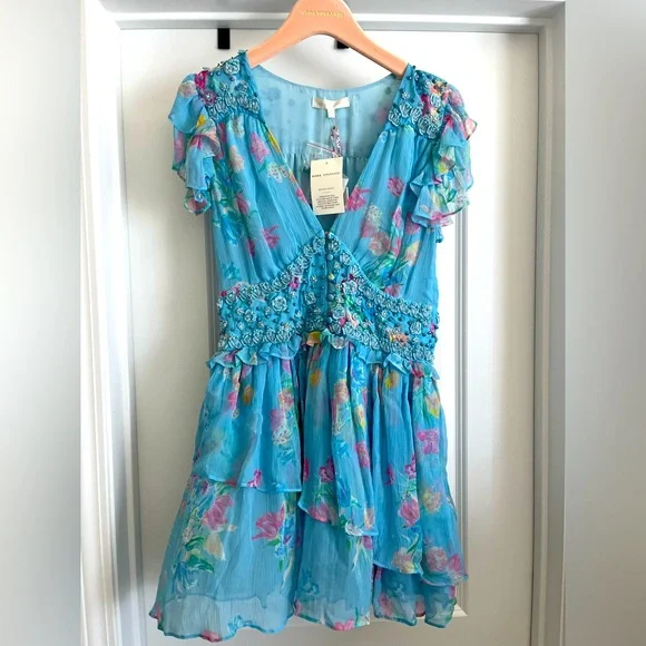 princess polly baby blue dress Y2K Beaded Summer Dress